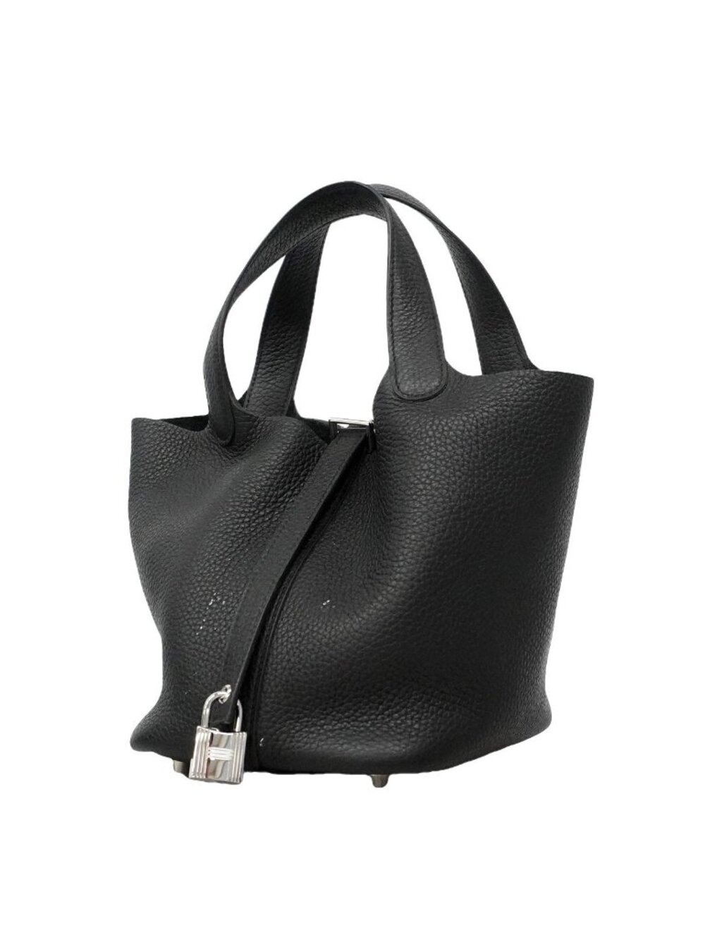 Hermes Handbag Picotin Lock PM Taurillon Clemence Black Silver